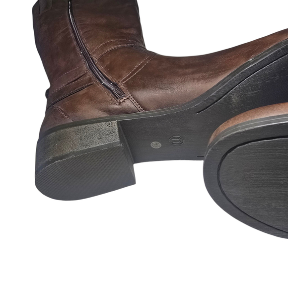 Brown Tall Boots, Gold Accents, Y2K, NWT, Slight Wedge, Boho - Picture 6 of 8